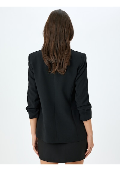 Koton Drape Detaylı 3/4 Uzun Kollu Blazer Ceket Siyah 5sak50020uw Siyah