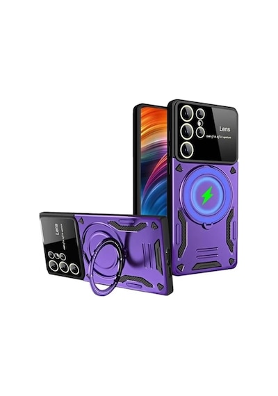 Newface Samsung Galaxy S24 Ultra Kılıf Joy Lens Standlı Kapak - Mor