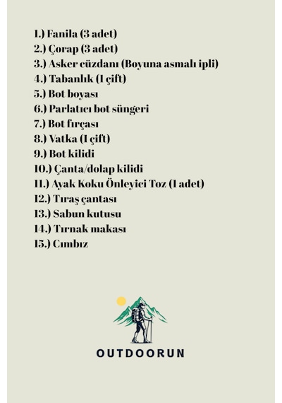 Outdoorun 3lü Askerlik Seti Fanila Çorap Ve 27 Parça Aksesuar - Temel Ve Bedelli Askerlik Malzemeleri Haki