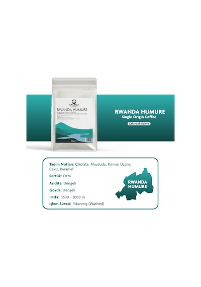 Rwanda Humure Çekirdek Kahve 250g Nitelikli Orta Kavrulmuş Çekirdek