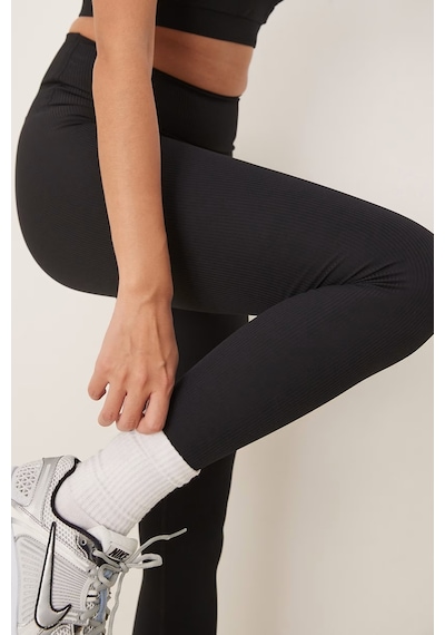Nike Training Zenvy Dri Fit High Rise 7/8 Rib Leggings Kadın Fitilli Yüksek Bel Spor Tayt Siyah Siyah