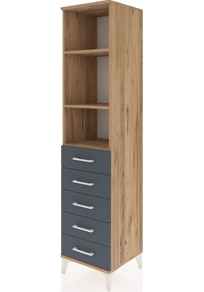Hyperion Dolap 3 Raflı 5 Çekmeceli 44x44x195 Çam-antrasit Çam
