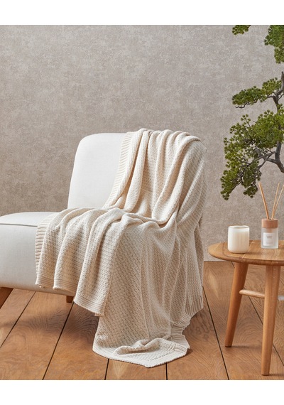 English Home Simple White Koltuk Şalı 130x170 Cm Ekru Ekru