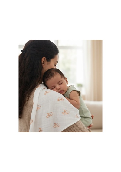 4 Lü Tek Kat Müslin 50x50 Cm Anne Bebek Omuz Mendili %100 Organik Pamuk Müslin - 882046171