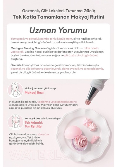 Blur Etki Sunan Ton Eşitleyici Sabitleyici Mat Makyaj Bazı Apıeu Waterlock Meringue Blurring Cream Blurring Cream
