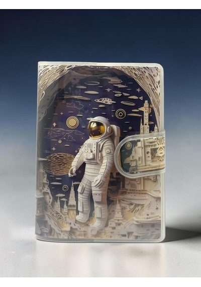 3d Görünümlü Astronot A7 Not Defteri , Çıt Çıtlı Cep Defteri - Sarı