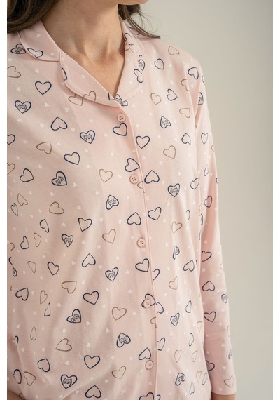 Rolypoly Anne Kız Hearts Pembe Gömlek Pijama Takımı Rp3903-a-v1 Rp3903-a-v1