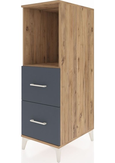 Kronos Dolap Tek Raflı 2 Çekmeceli 44x59x134 Çam-antrasit Çam