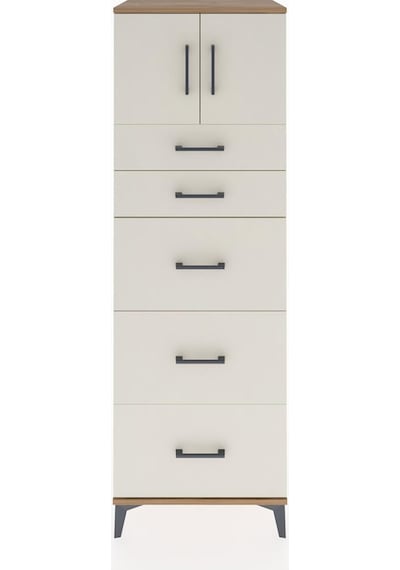 Hyperion Dolap Tek Raflı 5 Çekmeceli 2 Kapaklı 60x44x182 Çam-... Çam