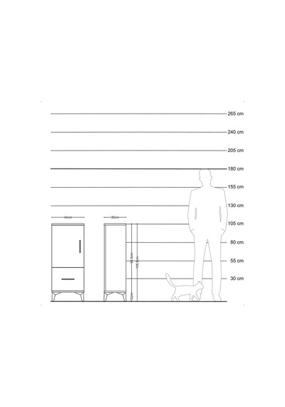 Arges Komodin 2 Raflı Tek Çekmeceli Tek Kapaklı 44x30x106 Aytaşı-antrasit Aytası