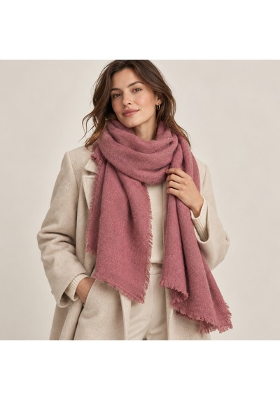 Rose Élite Premium Gül Kurusu Şal Soft Touch Yumuşak Dokulu, Püsküllü, Oversize Kadın Kışlık Omuz Ve Boyun Şalı Çok Renkli