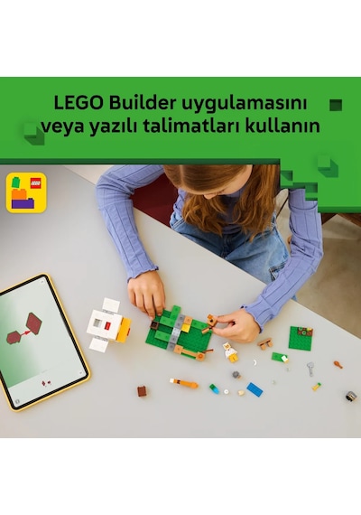 LEGO® Minecraft® Tavuk Çiftliği 21585 - 7 Yaş ve Üzeri Çocuklar için Minifigür İçeren Yaratıcı Oyuncak Yapım Seti (233 Parça)