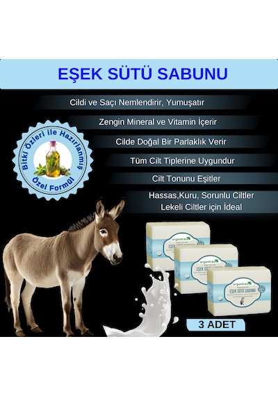 Organicsun Doğal Eşek Sütü Sabunu 3 x 140 G