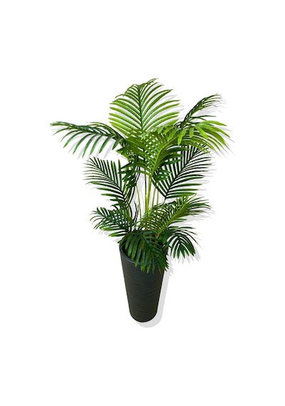 Cihan Çiçekçilik Areka 150 Cm 12 Yaprak Yapay Ağaç 56x30x20 Antrasit Kumsal Saksı Beyaz- Yeşil