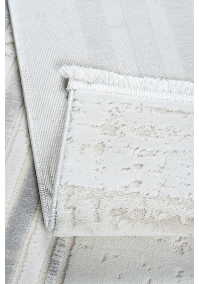 Badelya Home Krem Gri 7104 Modern Desen Doğal Taban Saçaklı Salon Koridor Mutfak Çocuk Oturma Odası Halı Yolluk 7104krem-gri