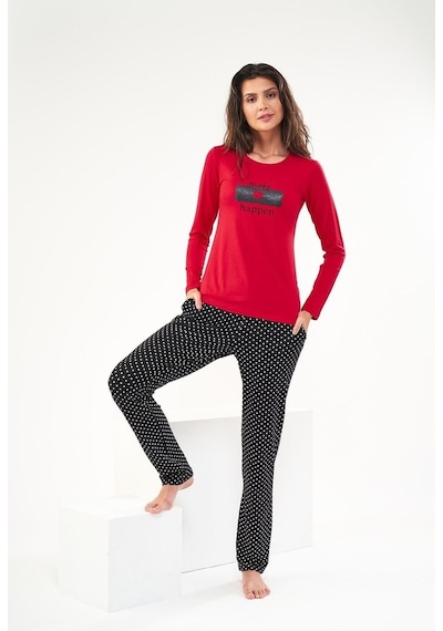 Pjs 22422 Kadın Baskılı O Yaka Pijama Takım
