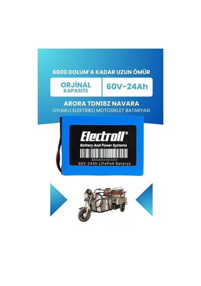 Arora Tdn18z Navara Batarya Standart Kapasite Lifepo4 60v 24ah Elektrikli Motosiklet Bataryası