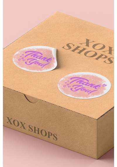Pembe Suluboya Mor Thank You Sticker 3x3cm St2209 Çok Renkli