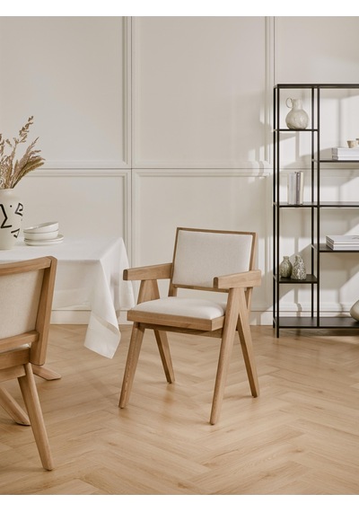 Kalmar Ahşap Ceviz Sandalye Natural - Beyaz