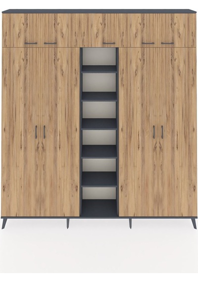 Arges Dolap 12 Raflı 9 Kapaklı 2 Askılı 220x30x243 Antrasit-çam/antrasit Atlas Çam/antrasıt Arges Dolap 12 Raflı 9 Kapaklı 2 Askılı 220x30x243 Antrasit-çam/antrasit Atlas Çam/antrasıt