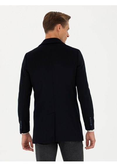 Cacharel Lacivert Yün Karışımlı Ex.slim Fit Palto