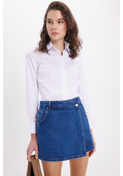 Tudors Kadın Slim Fit Non-ıron Pamuklu Vücuda Oturan Ütü Gerektirmez Pensli Beyaz Gömlek-42046 Beyaz