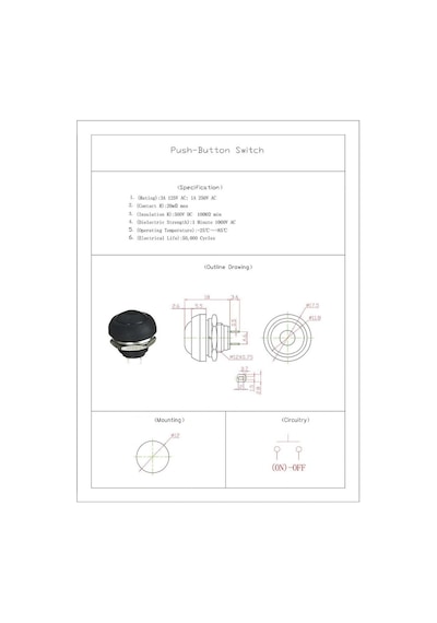 Ic-184 Kırmızı Plastik Push Buton 12mm Pbs-33b