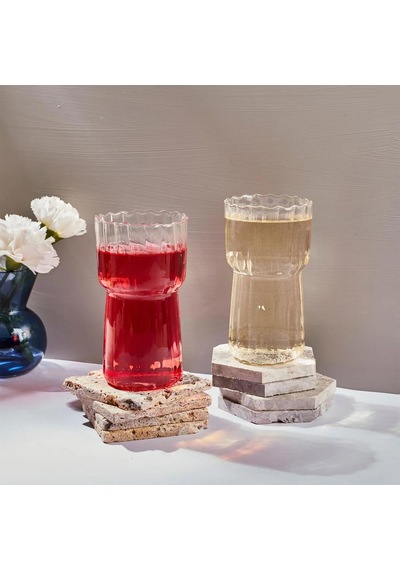 Perottii 15886 Stripe 2'li Bardak - Şeffaf - 400 Ml Renkli