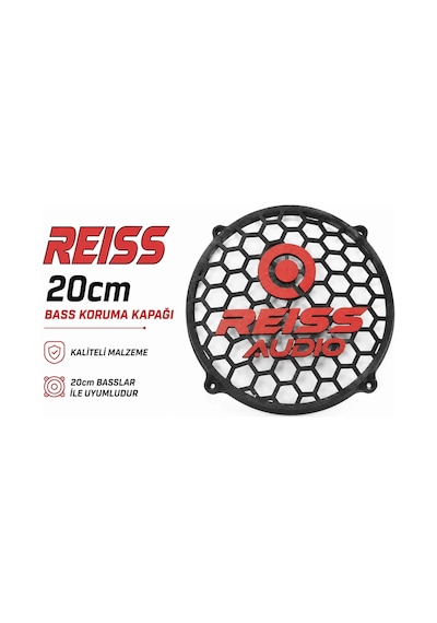 Reiss 20cm Bass Koruma Kapağı Siyah - Reiss Logolu Subwoofer Koruma Kapağı 20cm - 1 Adet