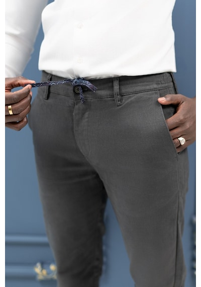 Perpant Slimfit Beli İplikli Pamuklu Gabardin Kışlık Jogger Pantolon Antrasit