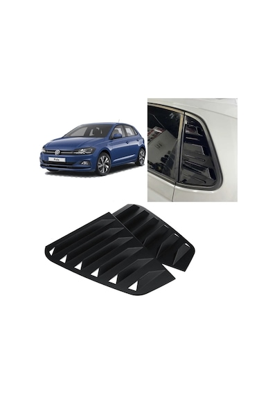 Volkswagen Polo Mk6 Kelebek Cam Kaplama Vizörü Parlak Siyah 2017+ İthal