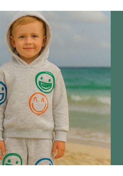Cg Kids Smiley Renkli Gülenyüz Erkek Çocuk 3 İplik Şardonlu, Kapşonlu Alt Üst Takım Süper Kalite Kum Gri Cg Kids Smiley Renkli Gülenyüz Erkek Çocuk 3 İplik Şardonlu, Kapşonlu Alt Üst Takım Süper Kalite Kum Gri