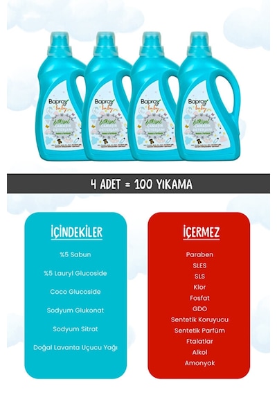 Baproy Bebekler Için Bitkisel Çamaşır Deterjanı 1l X 4 Adet