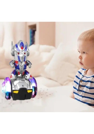 4 Fonksiyonlu Sesli Işıklı Müzikli Sensörlü Robot Figürlü 360 Derece Dönen Oyuncak Uzay Aracı Çok Renkli