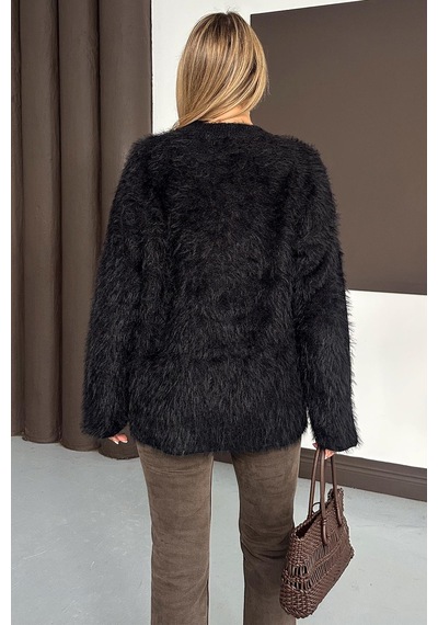 Olcay Oversize Tüylü Soft Kazak Siyah 8270