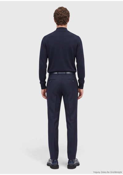 Ramsey Saks Modern Fit Klasik Yün Karışımlı Pantolon saks saks