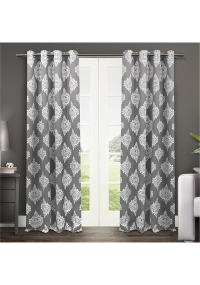 Özel Ev Madalyon Oda Karartma Halkası Üst Perde Paneli Çifti, 132 Cm X 274 Cm, Siyah İnci