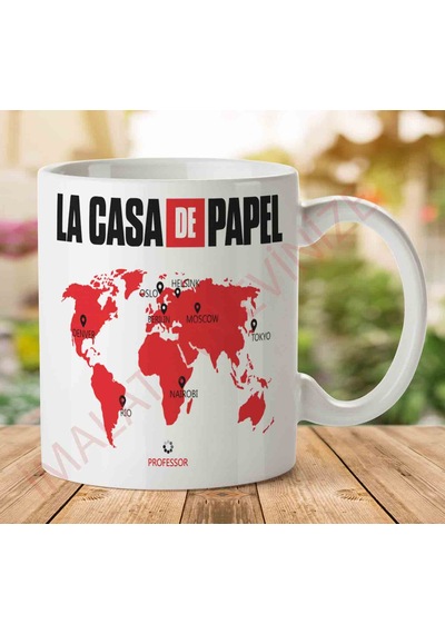 La Casa De Papel Dünya Haritası Baskılı Seramik Kupa Bardak
