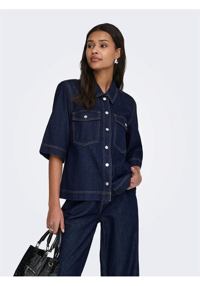 Only Onlbelle S/s Shırt Dnm Gua Noos Kadın Mavi Gömlek - 15347084