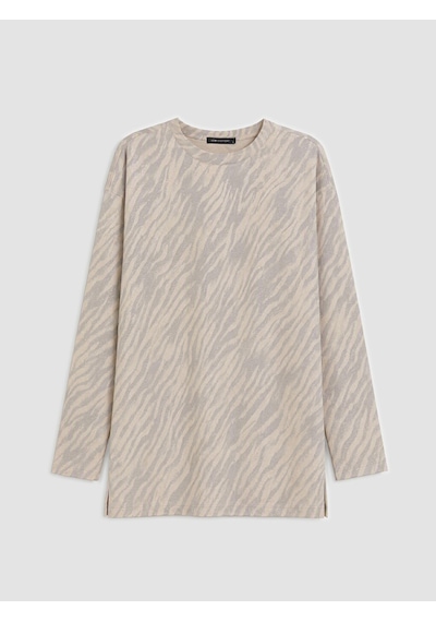 Lcw Everyday Kahverengi Zebra Desenli %100 Pamuklu Kadın Tunik