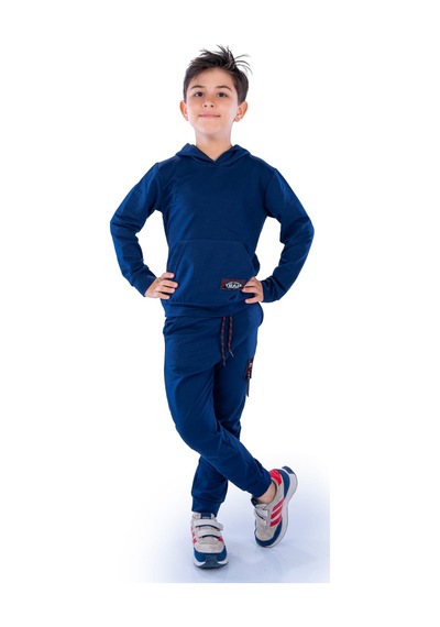 Mnk Baby & Kids Team Kanguru Cepli Kapüşonlu Çocuk Eşofman Mnk10074 Lacivert