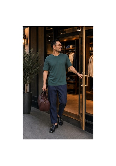 Modi Green Unisex Regular Fit Süprem Sıfır Yaka Kısa Kollu Tişört - Yeşil
