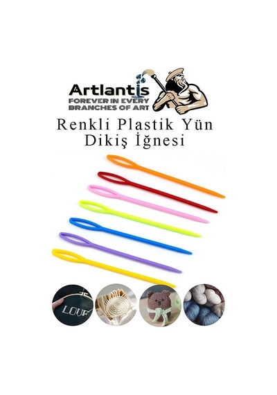 Düz Ve Kıvrımlı Plastik Yün İğnesi 50 Adet 1 Paket Plastik Dikiş Dokuma İğnesi Kavisli İplik İğne Goblen