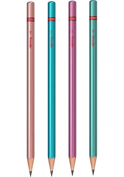 Rotring Metalik Kurşun Kalem 4 Lü 1 Paket Siyah Renkli Kurşun Kalem 4 Renk Hb Kurşun Kalem Çok Renkli