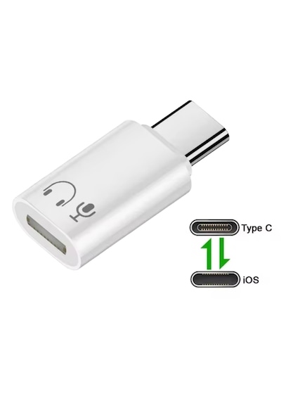 Alfais 6001 Type-c To Lightning 8 Pin Ses Ve Kulaklık Çevirici Dönüştürücü Adaptör Mikrofon
