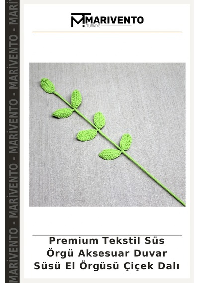 Premium Tekstil Süs Örgü Aksesuar Duvar Süsü El Örgüsü Çiçek Dalı Çok Renkli