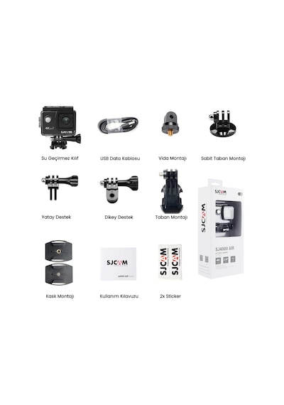 SJCAM SJ4000 Air WiFi 4K UHD 16MP 2” Geniş Ekran H.264 900mAh 30 Metre Su Geçirmez Aksiyon Kamerası