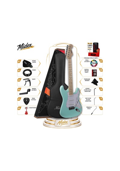 Midex Rph-30gr Maple Klavye Strat Kasa Sss Elektro Gitar Seti