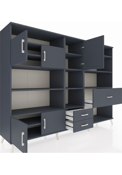 Hyperion Dolap 13 Raflı 3 Çekmeceli 5 Kapaklı 220x44x163 Antrasit Antrasit-antrasit Hyperion Dolap 13 Raflı 3 Çekmeceli 5 Kapaklı 220x44x163 Antrasit Antrasit-antrasit