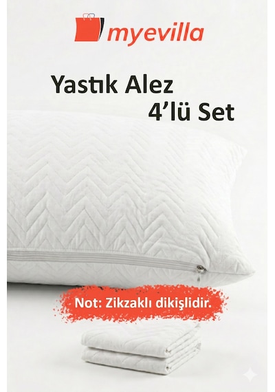 My Evilla Sıvı Geçirmez Kapitoneli Yastık Alezi 50x70 Cm Konforlu, Dolgulu Ve Hijyenik Koruma 2 Paket 4 Adet Beyaz